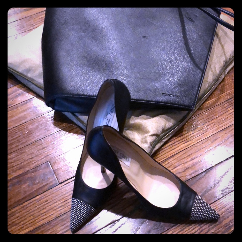 JIMMY CHOO French Pumps Pointillist Silver toe